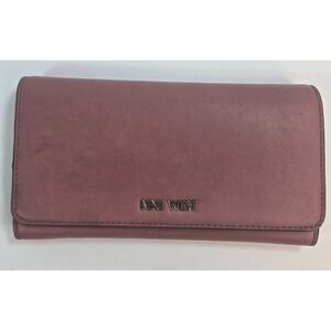 Nine West Mauve Pink Long Wallet Clutch Snap Closure Zipper Coin Pocket